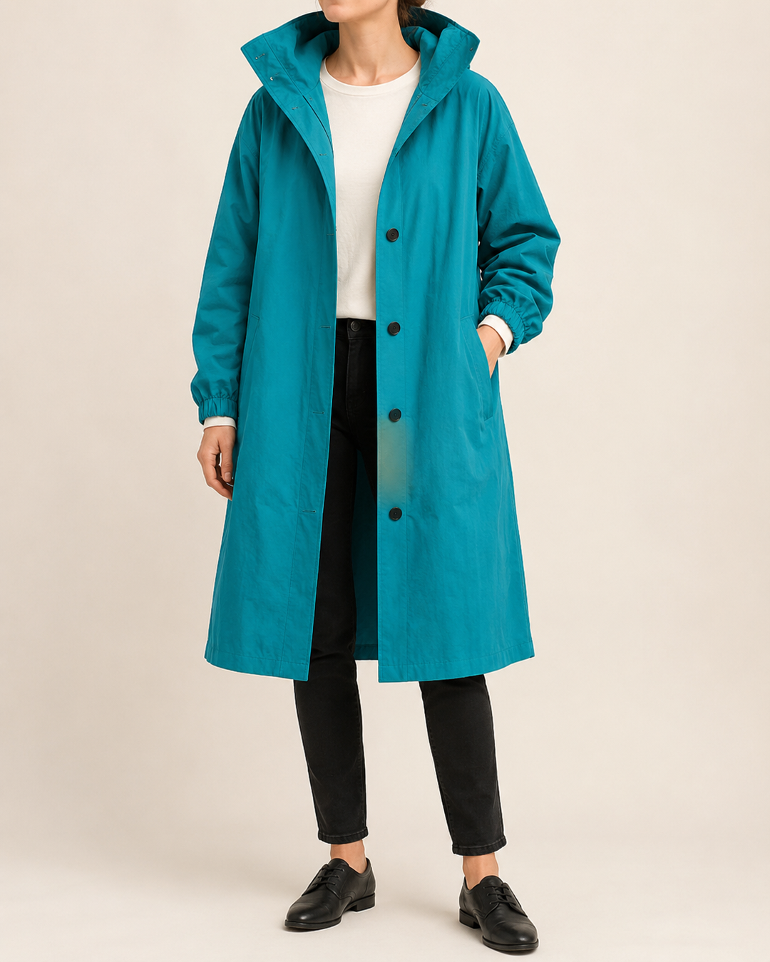 Trench-Coat Femme Imperméable à Capuche Ceinture Nouée – Édith