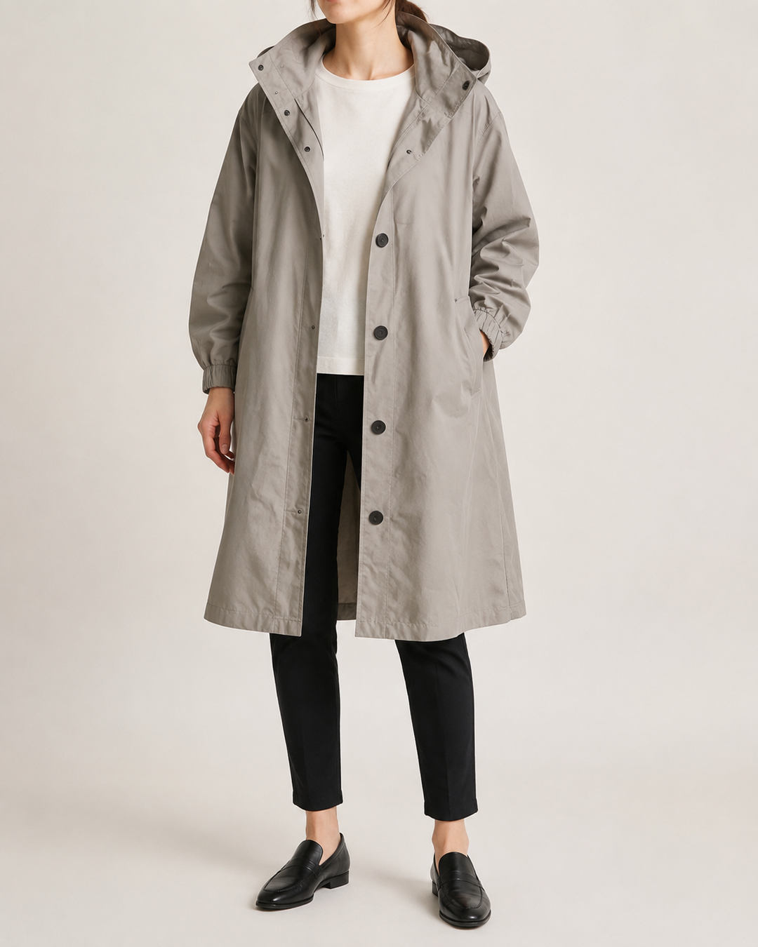 Trench-Coat Femme Imperméable à Capuche Ceinture Nouée – Édith