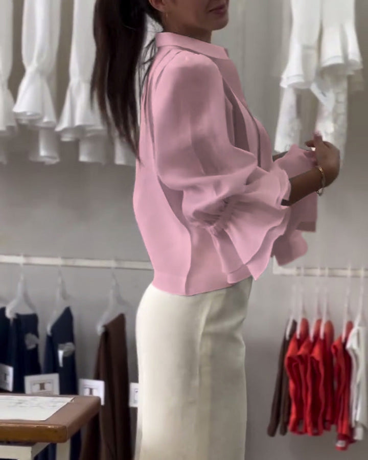 Blouse à Manches Bouffantes avec Volants