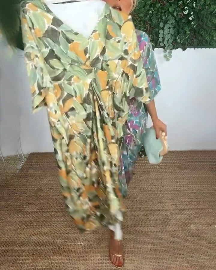 Robe À Col En V Avec Imprimé Torsadé
