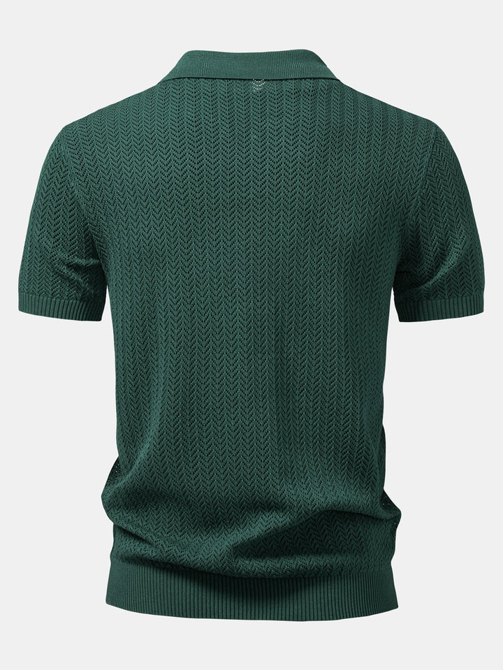 Polo à col V crocheté avec texture