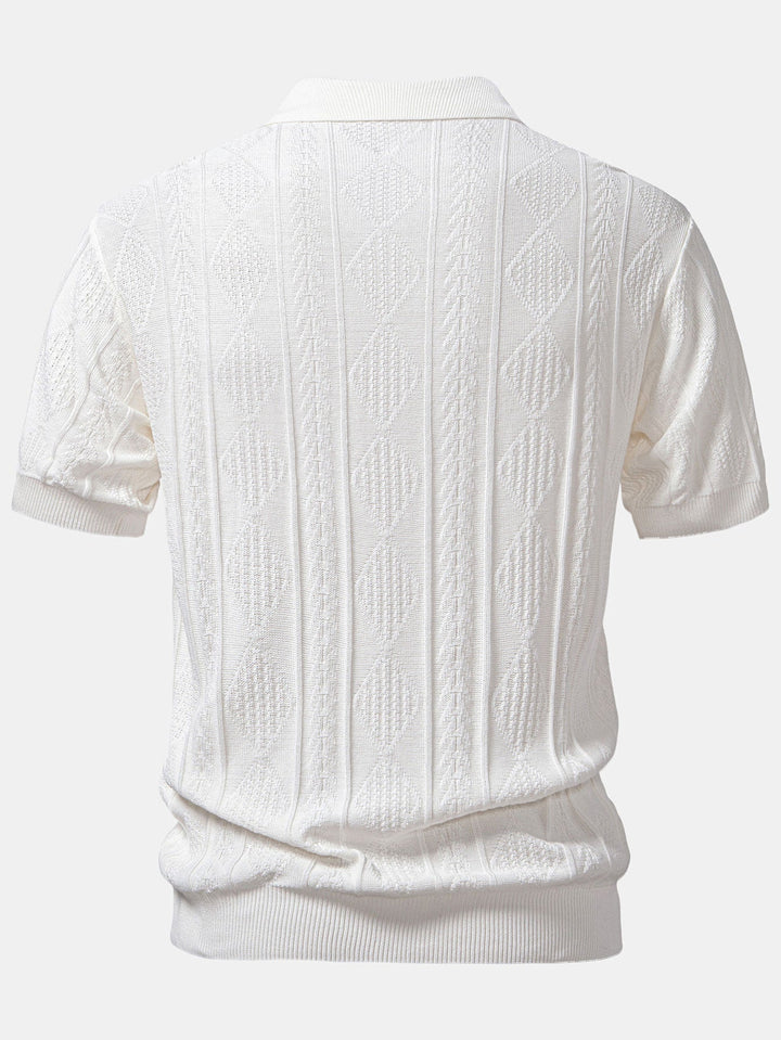 Polo en Tricot Jacquard Géométrique