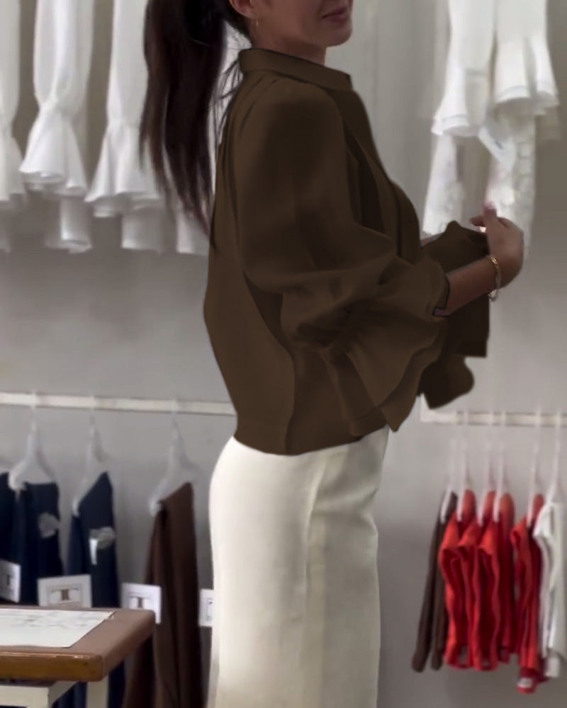 Blouse à Manches Bouffantes avec Volants