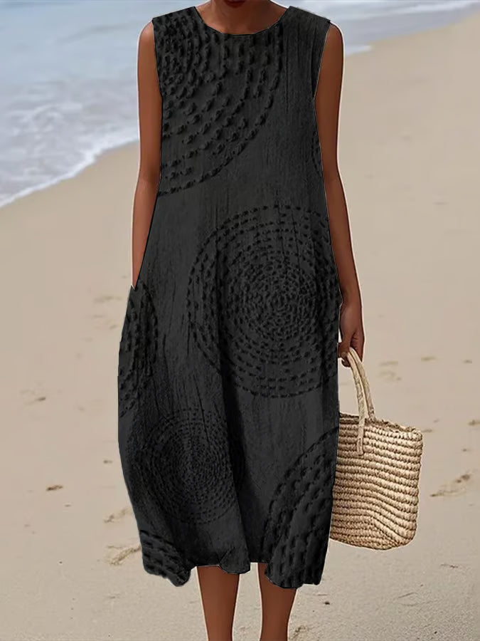 Maelle | Robe Longue Sans Manches avec Motif Texturé