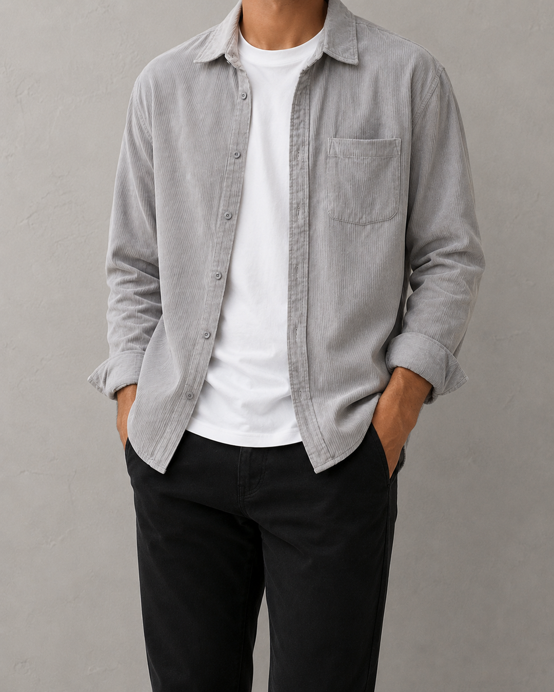 Chemise homme velours côtelé manches longues