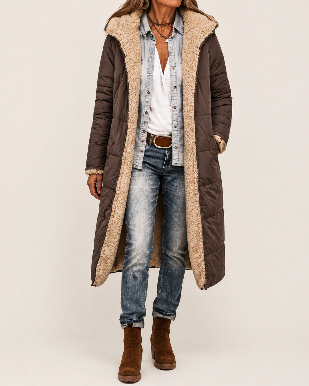 Manteau Femme Réversible Double Face Col à Revers – Fanny