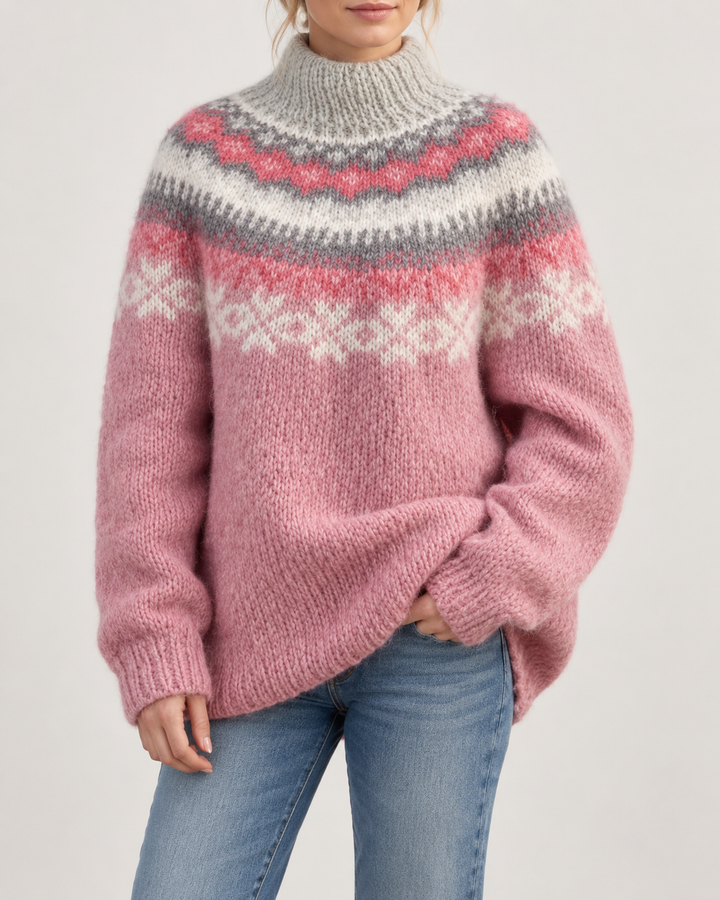 Pull Femme Motif Nordique Col Rond Manches Longues – Doriane