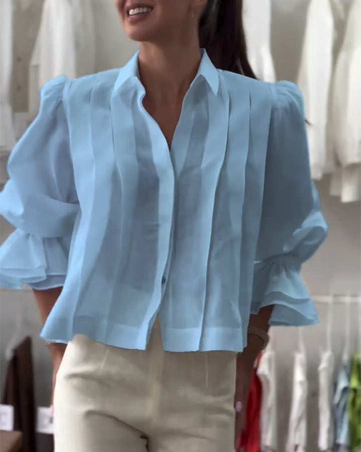 Blouse à Manches Bouffantes avec Volants