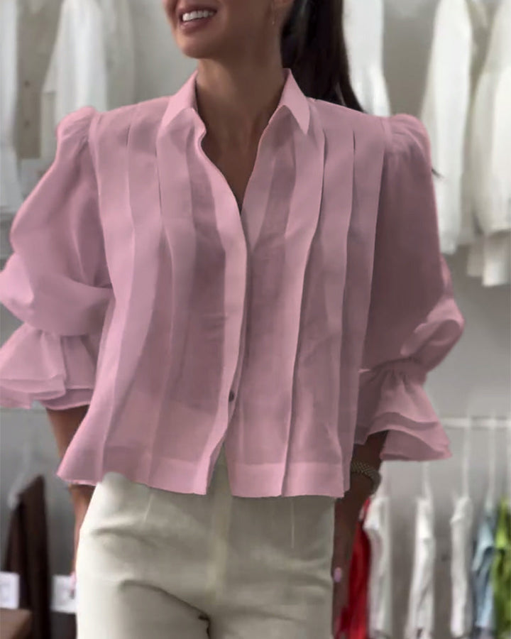 Blouse à Manches Bouffantes avec Volants