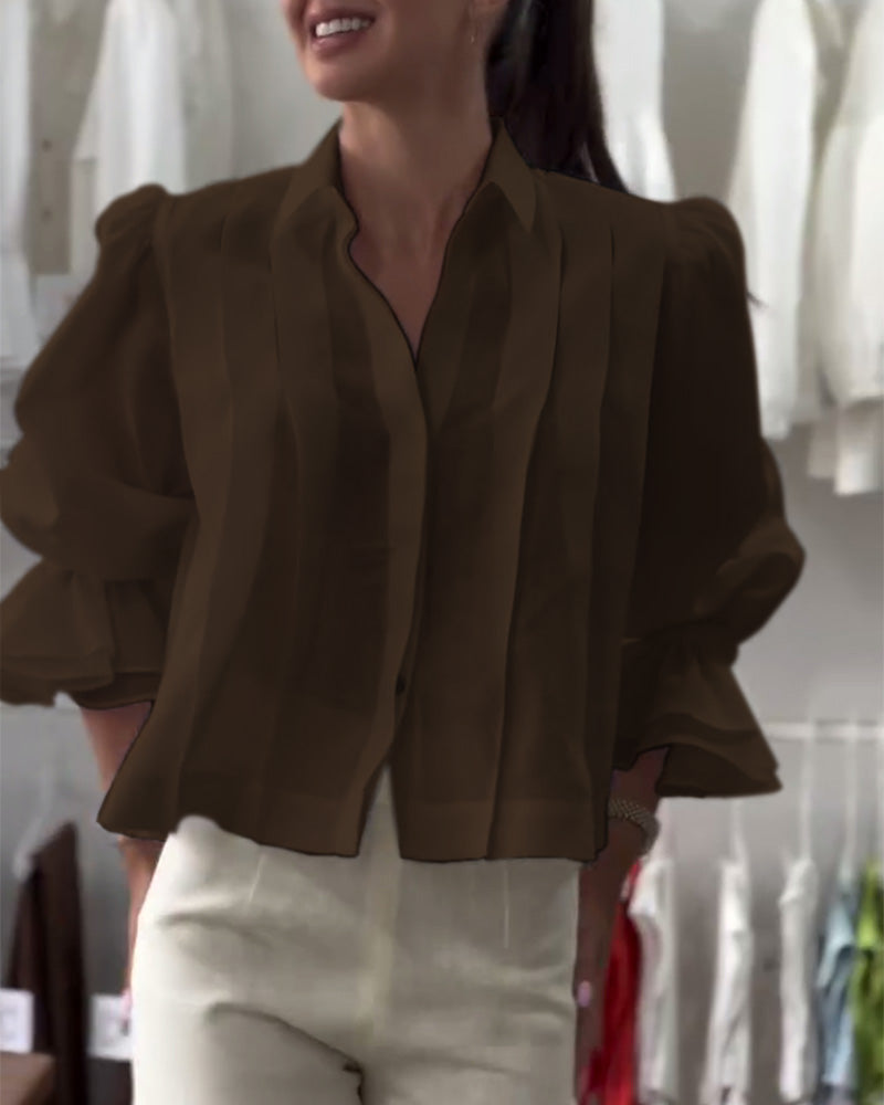 Blouse à Manches Bouffantes avec Volants