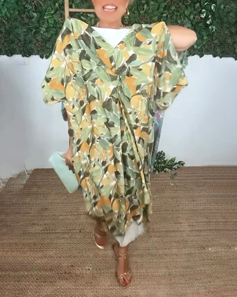 Robe À Col En V Avec Imprimé Torsadé