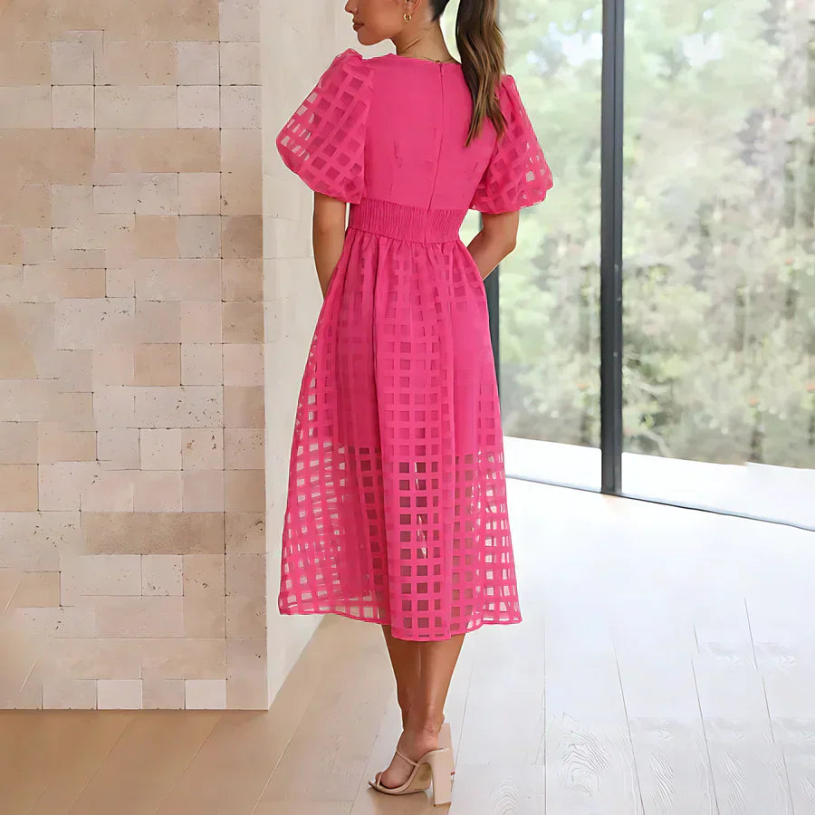 Cindy™ | Robe Midi Classique avec Manches Bouffantes