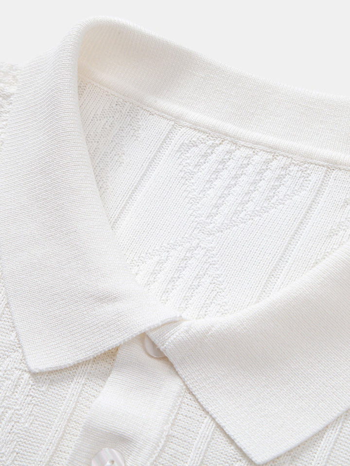 Polo en Tricot Jacquard Géométrique