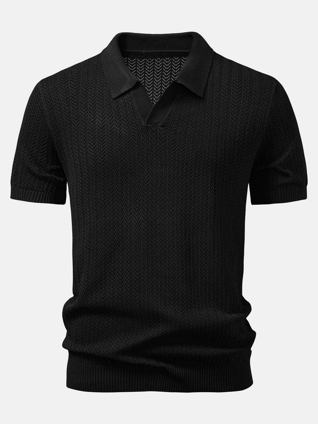 Polo à col V crocheté avec texture