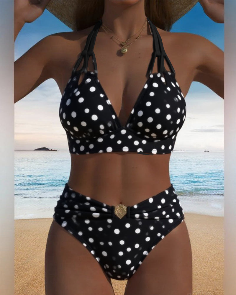 Maillot de bain deux pièces à pois séduisant