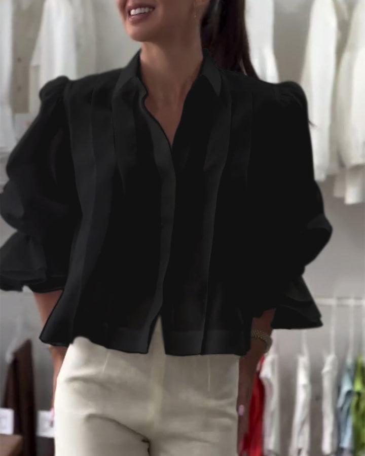 Blouse à Manches Bouffantes avec Volants