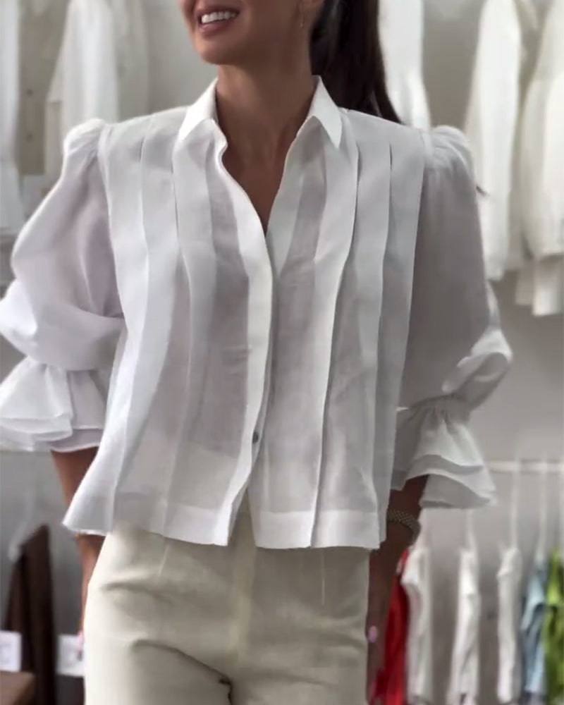 Blouse à Manches Bouffantes avec Volants