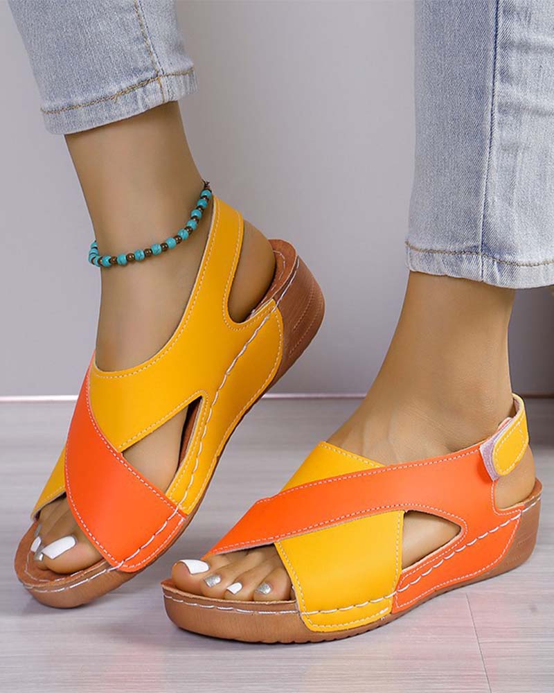 Sandales Compensées Décontractées à Talons Colorés