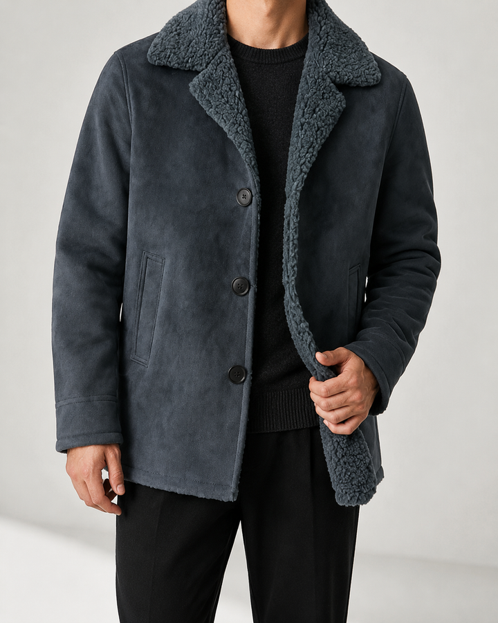 Manteau Homme Doublure Chaude Col à Revers Fermeture Boutonnée – Ismaël