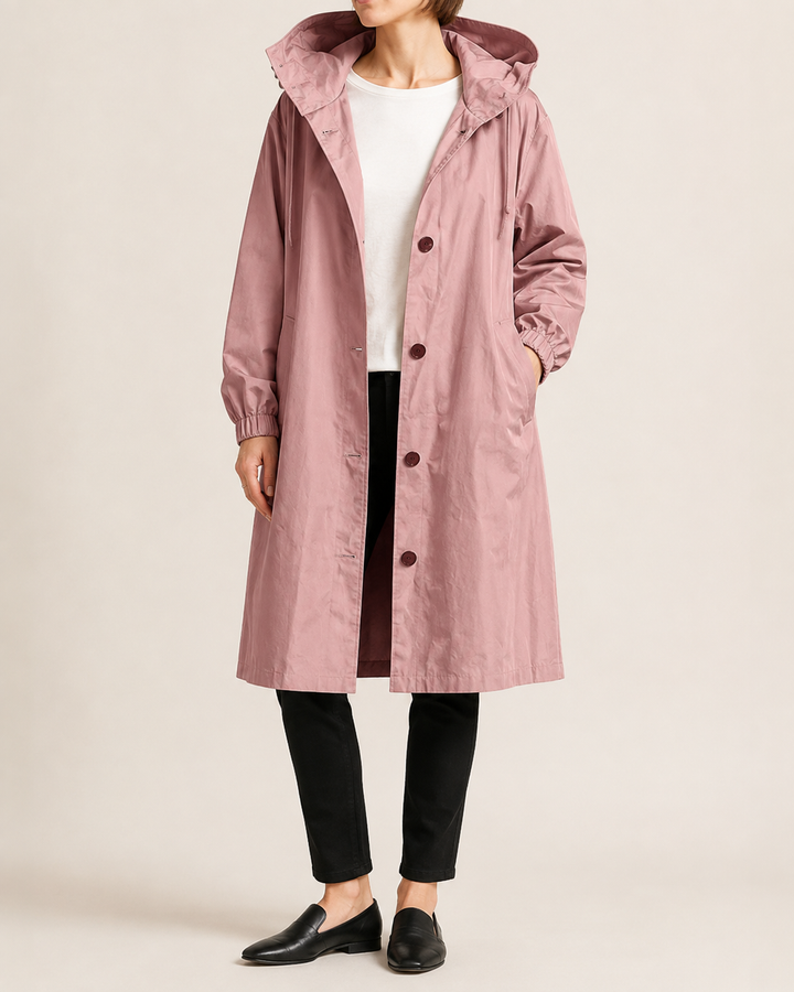 Trench-Coat Femme Imperméable à Capuche Ceinture Nouée – Édith