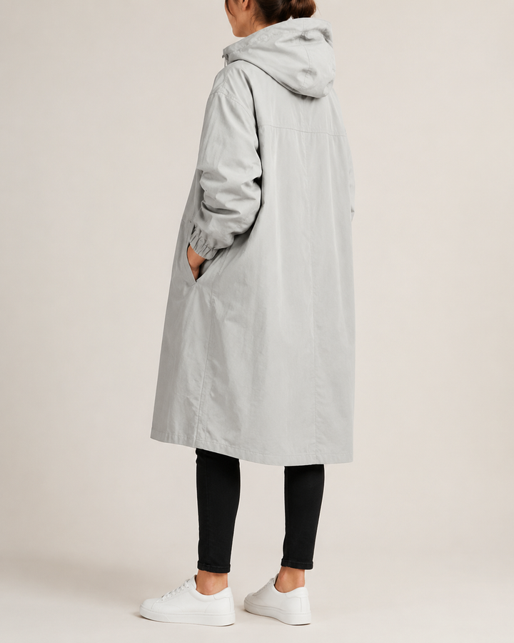 Trench-Coat Femme Imperméable à Capuche Ceinture Nouée – Édith