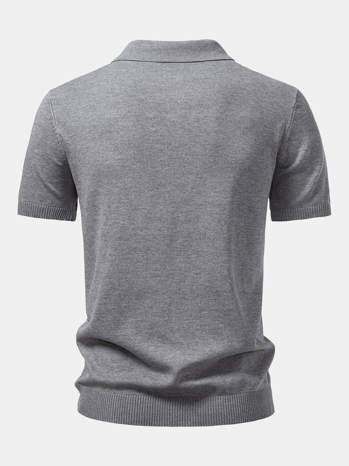 Polo-shirt zippé en jacquard torsadé