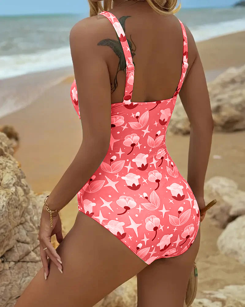 Maillot de Bain Une Pièce à Débardeur Imprimé