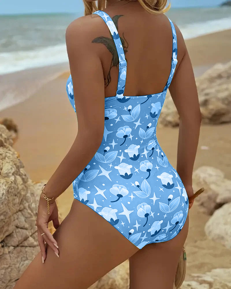 Maillot de Bain Une Pièce à Débardeur Imprimé