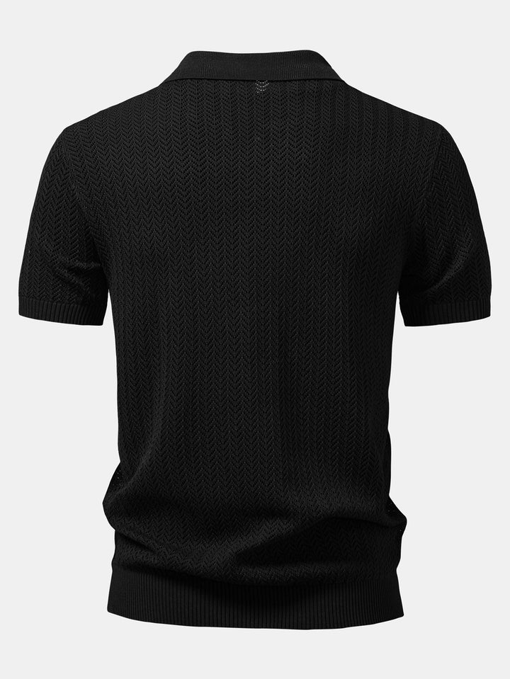 Polo à col V crocheté avec texture