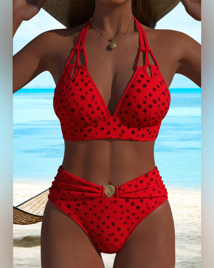 Maillot de bain deux pièces à pois séduisant