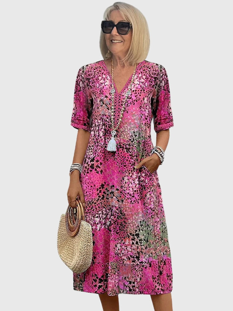 Bella | Robe Midi Fleurs Élégante