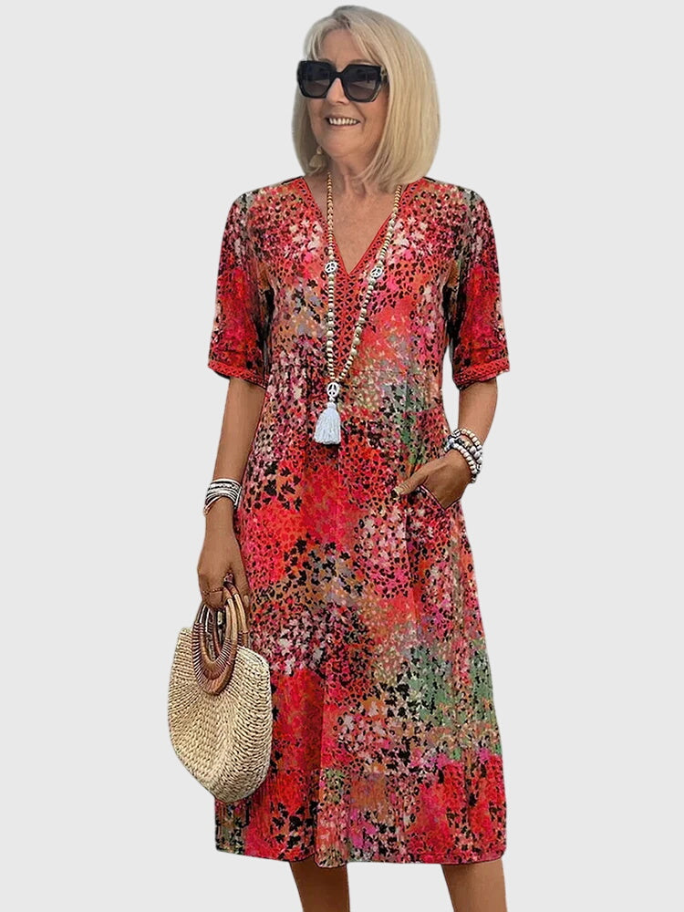 Bella | Robe Midi Fleurs Élégante