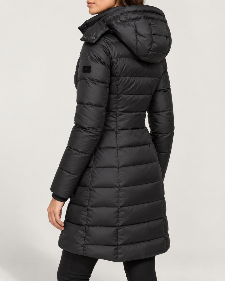 Doudoune Longue Femme Capuche Coupe Cintrée Fermeture Zippée – Ombline