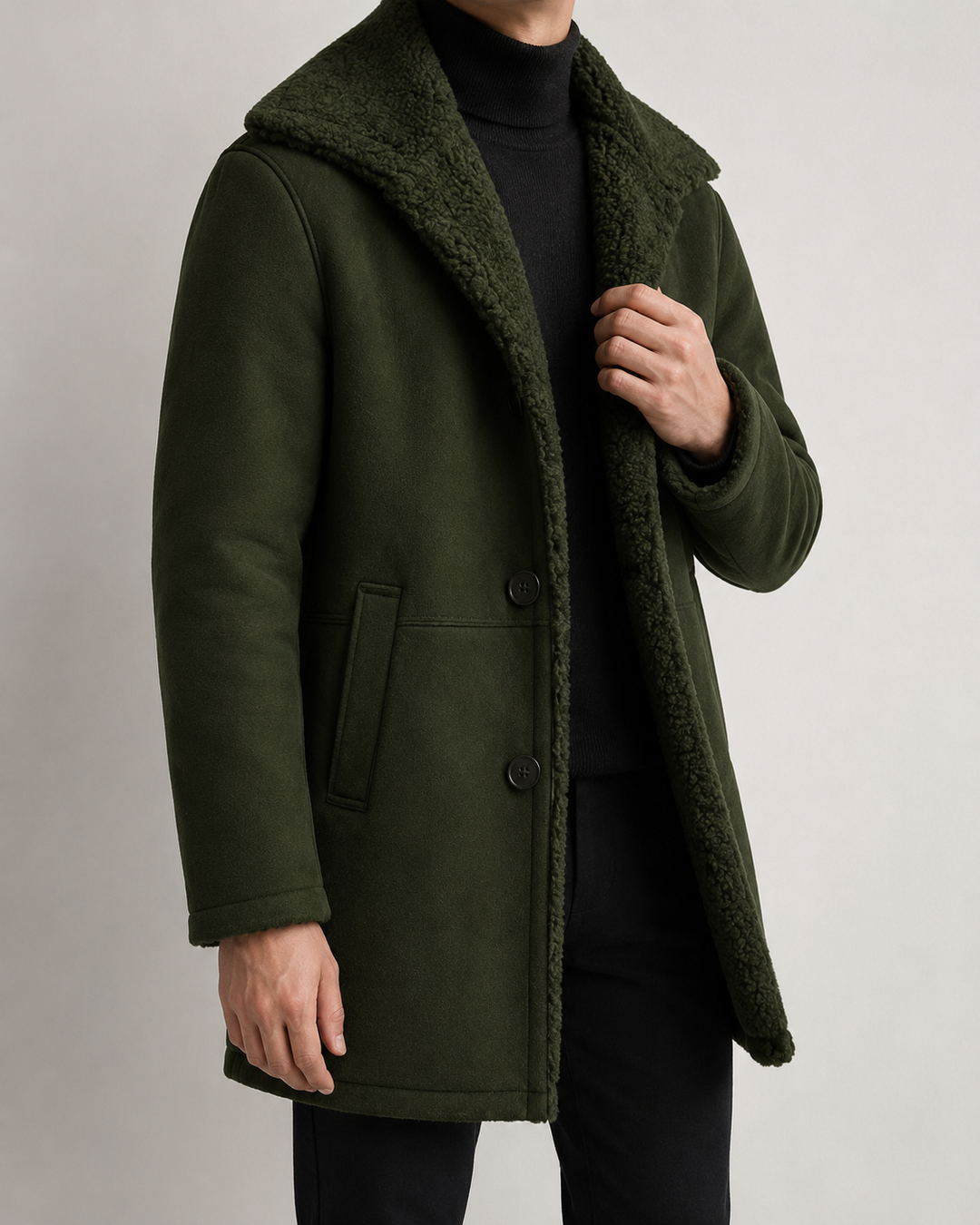 Manteau Homme Doublure Chaude Col à Revers Fermeture Boutonnée – Ismaël