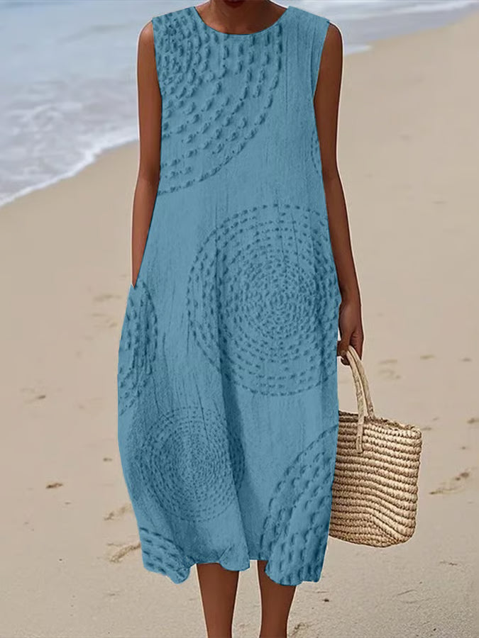 Maelle | Robe Longue Sans Manches avec Motif Texturé