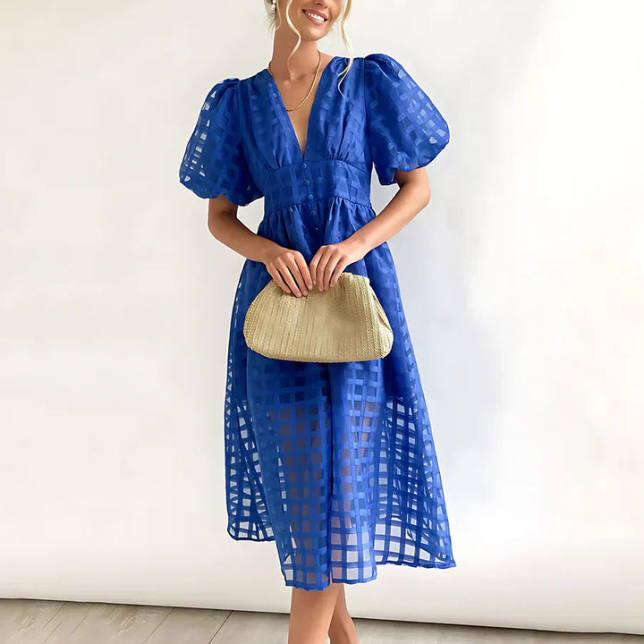 Cindy™ | Robe Midi Classique avec Manches Bouffantes