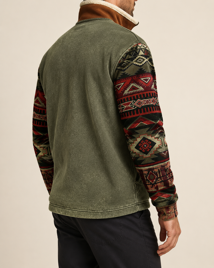 Pull Homme Jacquard Col Zippé Motif Ethnique – Laurent