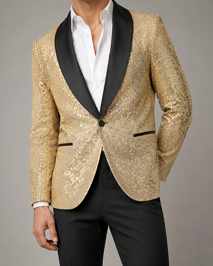 Blazer de soirée homme à paillettes coupe ajustée cintrée