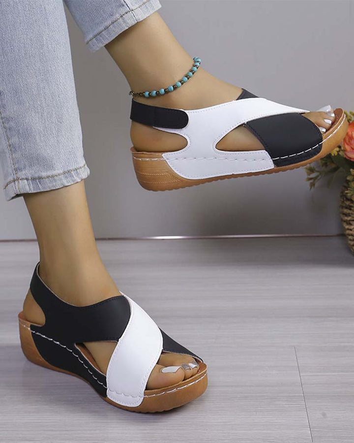 Sandales Compensées Décontractées à Talons Colorés