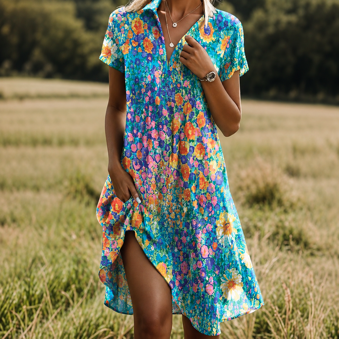 Robe Femme Manches Courtes Coupe Ample Légère – Charlotte