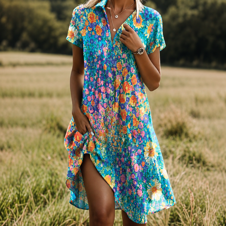 Robe Femme Manches Courtes Coupe Ample Légère – Charlotte
