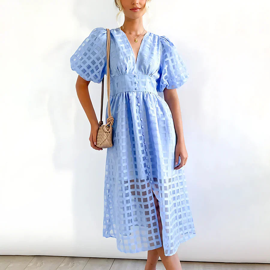 Cindy™ | Robe Midi Classique avec Manches Bouffantes