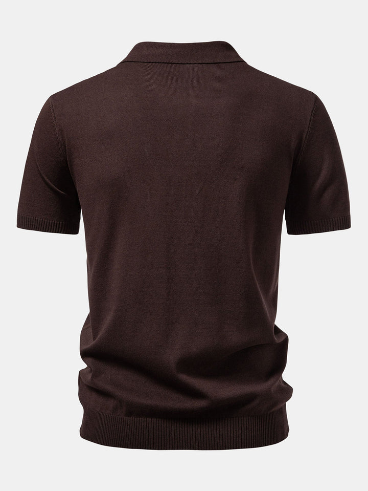 Polo-shirt zippé en jacquard torsadé