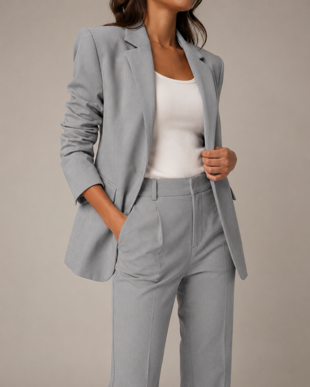 Ensemble tailleur femme deux pièces blazer pantalon élégant bureau cérémonie
