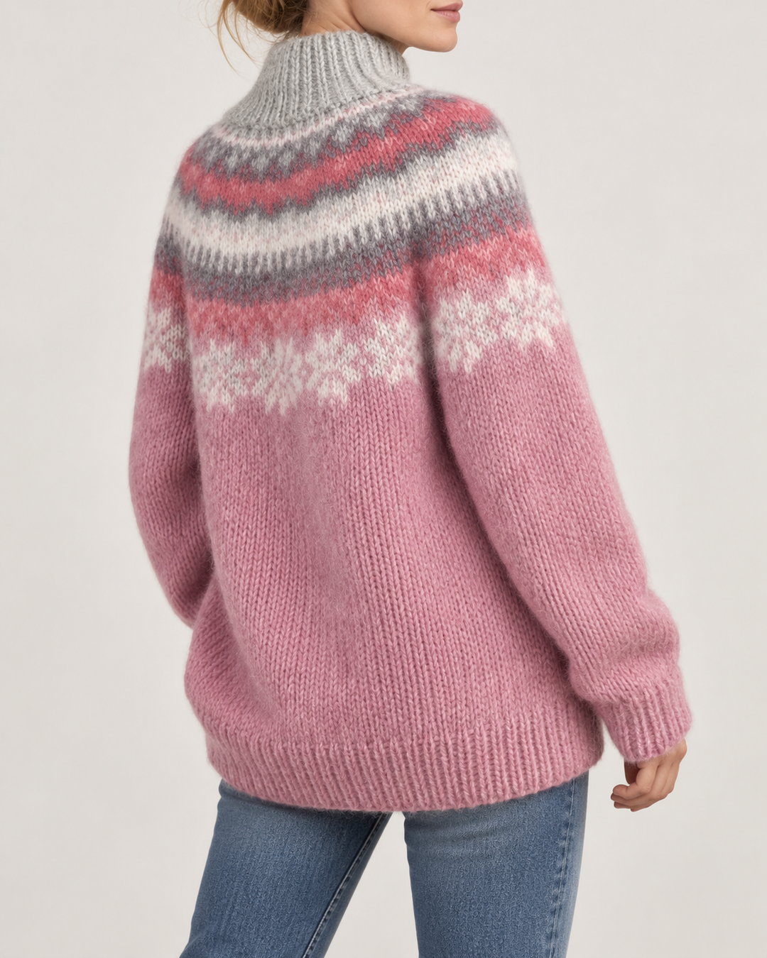 Pull Femme Motif Nordique Col Rond Manches Longues – Doriane