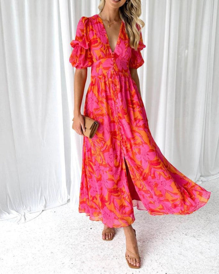 Alva™ | Robe Maxi avec Manches Bouffantes