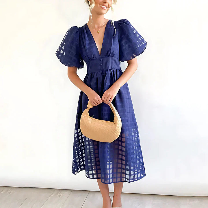 Cindy™ | Robe Midi Classique avec Manches Bouffantes