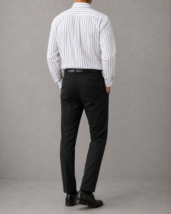 Chemise homme manches longues col boutonné rayée