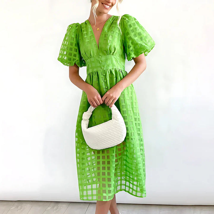 Cindy™ | Robe Midi Classique avec Manches Bouffantes