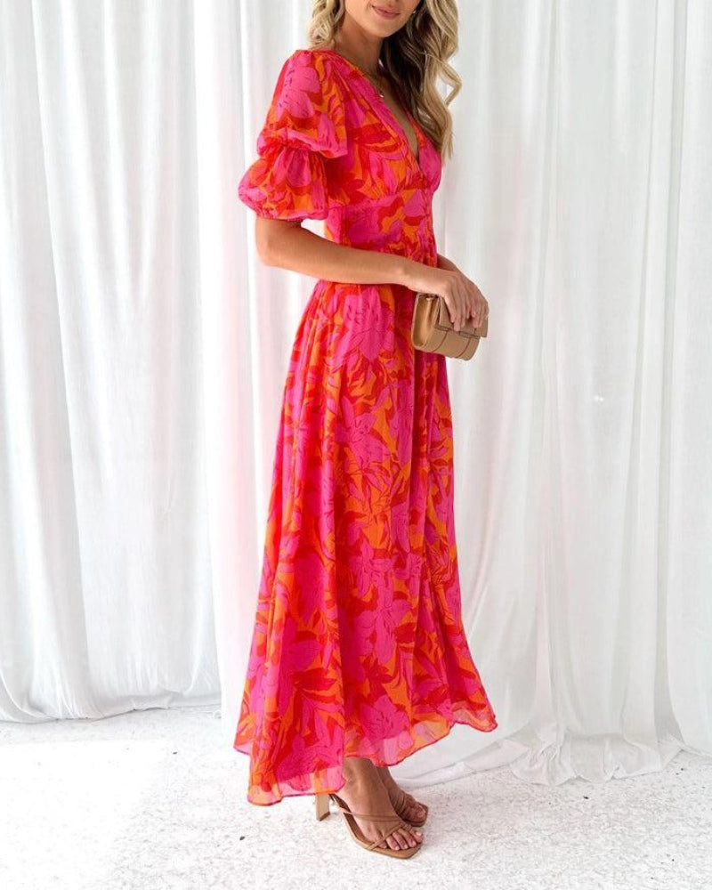 Alva™ | Robe Maxi avec Manches Bouffantes